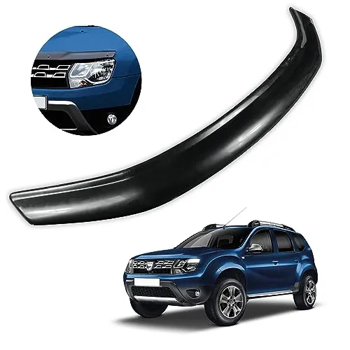 CHROMEMASTER | Auto Zubehör; Steinschlagschutz; Motorhaubenabdeckung Kompatibel mit Dacia Duster 2010-2018 | Schwarzer ABS-Kunststoff | Motorhaubenschutz Deflektor Schützt die Motorhaube vor Steinen