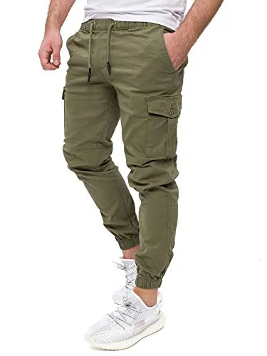 PITTMAN Darius Cargo Hose Männer - Bequeme Slim Fit Baumwollhose, Grün - Wanderhosen mit viel Stauraum und hervorragendem Tragegefühl, ideal für Outdoor-Aktivitäten oder Reisen. Pflegeleicht und strapazierfähig, für jeden Anlass geeignet.