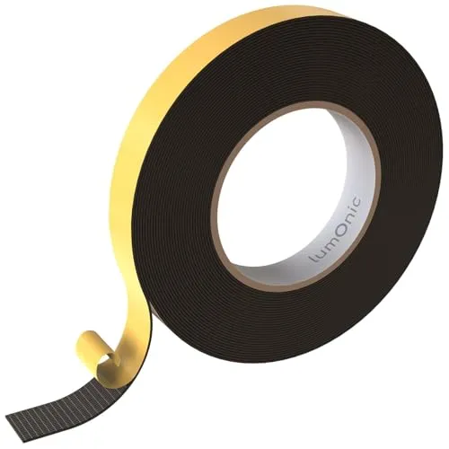 Lumonic 10m EPDM Dichtungsband Selbstklebend 20mm x 1mm | Moosgummi Dichtband für Fenster + Türen | Fensterdichtung, Türdichtung, Gummidichtung zum Kälteschutz