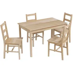 Homcom Essgruppe Natur, Holz - Stilvolles Esstisch-Set - Essgruppen aus hochwertigem Kiefernholz, ideal für Familienessen. Kompaktes Design mit platzsparenden Stühlen und natürlicher Holzmaserung für rustikalen Charme.