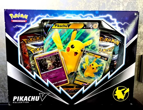 Pokemon Pikachu V Kollektion Box Deutsch - TCG OVP Displays, enthält eine exklusive Pikachu V-Karte und ist ideal für Sammler und Pokémon-Fans.