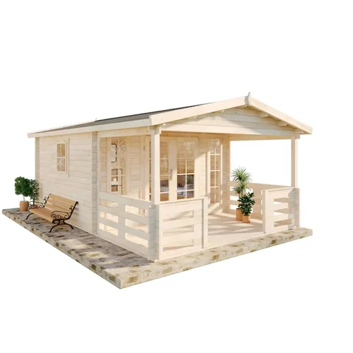 Alpholz Gartenhaus Lappland-40 A aus Holz - Holzhaus mit 40 mm Wandstärke aus nordischer Fichte, ideal als gemütliche Gartenlaube oder Lagerraum. Inklusive Terrasse und einfacher Montageanleitung für schnellen Aufbau.