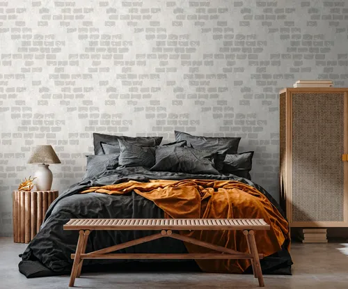 living walls Fototapete THE WALL III - Steinwand Tapete in Industrial Steinoptik - Fototapete in grau-beige, glatt und matt, ideal für Wohnzimmer, Schlafzimmer und Küche. Formstabil und leicht zu verarbeiten, rückstandslos abziehbar für unkomplizierte Renovierungen.
