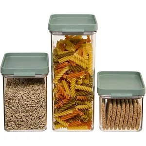 MEPAL Vorratsdosen-Set Omnia grün 0,7/1,1/2,0 l - Vorratsgefäße & -gläser, luft- und aromadicht, stapelbar in stilvollem nordic sage für optimalen Stauraum.