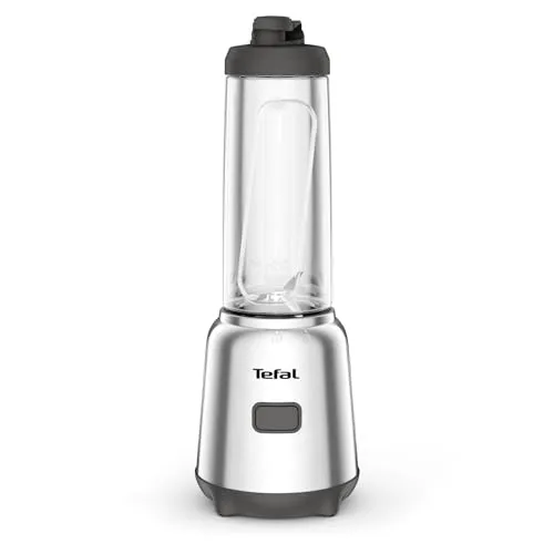 Tefal BL15FD Mix und Move Mini-Standmixer - Kompakter Standmixer mit 300 Watt Leistung und 2 To-Go Flaschen aus Tritan für cremige Smoothies überall. Einfach zu reinigen und mit Einknopfbedienung für den täglichen Gebrauch.