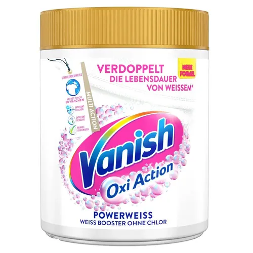 Reckitt Benckiser Deutschland GmbH Vanish Oxi Action Gold Power-Weiß Fleckenentferner, Pulver, Fleckenfreie und strahlend weiße Wäsche selbst nach 50 Waschgängen, 550 g - Dose 3218579