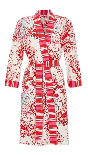 Ringella Kimono Damen Morgenmantel 100cm - Modischer Bademantel aus 50% Baumwolle und 50% Modal, mit stilvollem Kimonokragen und Gürtel. Ideal für gemütliche Stunden zu Hause in Größe 44.
