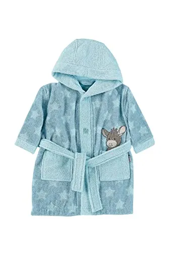 Sterntaler Unisex Baby Bademantel Emmi Bathrobe, Mittelblau, 98-104 - Baby-Bademantel aus 100% Baumwolle, kuschelweich und ideal für angenehme Kuschelstunden nach dem Baden. Mit Kapuze und süßem Esel Emmi Design, perfekt für zarte Babyhaut.