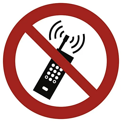 Schild Mobilfunk verboten gemäß ASR A1.3 / DIN 7010 Alu 20 cm Ø (Handyverbot, Handy, Verbotsschild) praxisbewährt, wetterfest