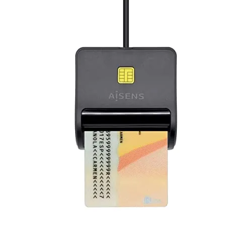 LECTOR DE TARJETA INTELIGENTE DNI NEGRO - Externer Kartenleser für intelligente Ausweise, kompakt und leicht (70g), ideal für sichere Identifikation und Datenzugriff.