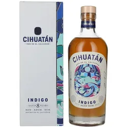 Cihuatán Indigo El Salvador 8YO Rum mit Geschenkbox - Rum, 8 Jahre gereift, ideal zum Verschenken oder selbst Genießen, klar, mild und harmonisch im Geschmack.