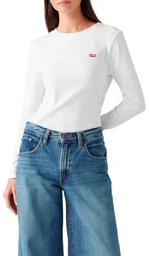 Levi's Damen Essential HM LS Tee T-Shirt, White +, L