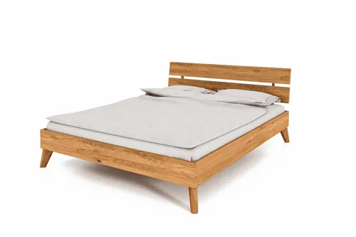 Bett Gerg 2 Sonderlänge 90x190 aus massiver Wildeiche - Einzelbett in Sonderlänge 190 cm, aus massiver Wildeiche mit elegantem Holzkopfteil. Ideal für gemütliche Schlafzimmer, bietet Stabilität und natürliche Schönheit.