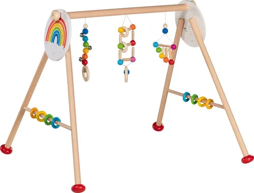 goki Greifspielzeug Baby-Fit Regenbogen - Greiflinge aus hochwertigem Holz, fördert die motorischen Fähigkeiten von Babys mit buntem Regenbogen-Design.