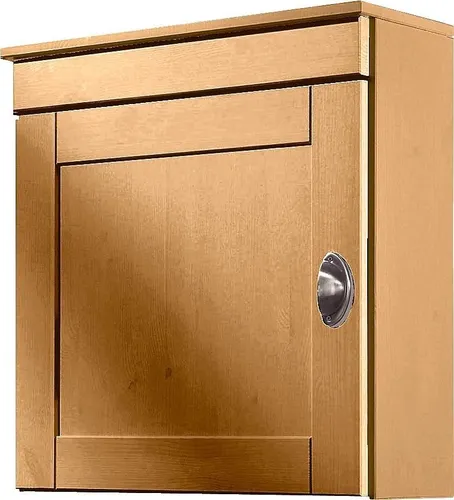 Home affaire Hängeschrank Oslo 50 cm - Massivholz in Landhaus-Optik - Bad-Hängeschrank aus massiver Kiefer mit 1 Drehtür und Metallgriff, ideal für stilvolle Aufbewahrung im Badezimmer und pflegeleicht.
