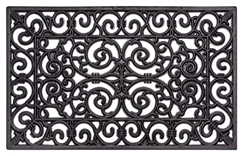 Hanse Home Gummi Fußmatte für Innen und Außen 45x75cm – Gummimatte Fussmatte Outdoor Schmutzfangmatte Ornamente Gusseisen Optik Wetterfest, rutschfest für Eingangsbereich & Außenbereich – Schwarz