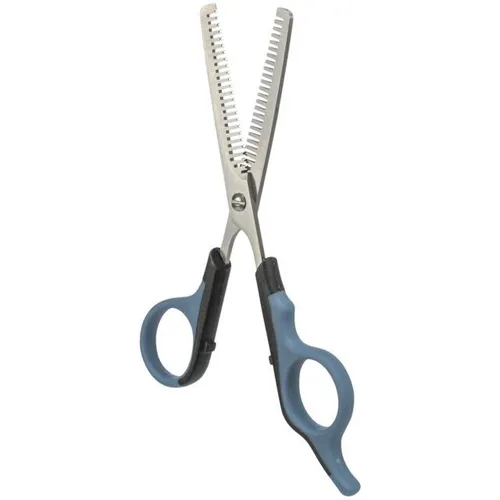 Trixie Effilierschere aus Edelstahl 16 cm – Doppelseitig - Erzielen Sie professionelle Pflegeergebnisse mit der Trixie Effilierschere. Die doppelseitigen Klingen ermöglichen ein sanftes Ausdünnen des Fells. Ergonomischer Kunststoffgriff für sicheren Halt, ideal für verschiedene Felltypen.