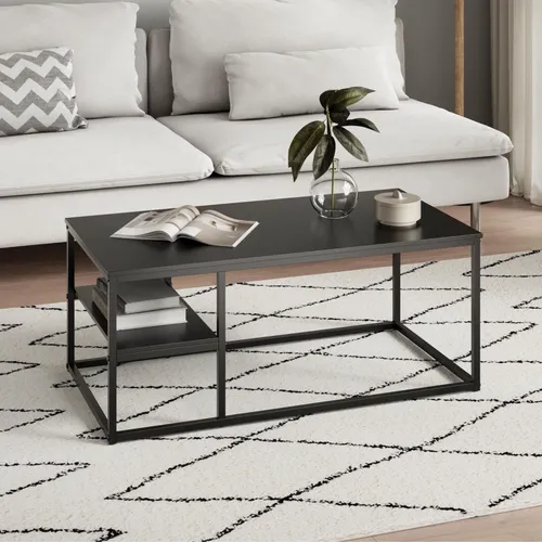 Home Collective Couchtisch mit Ablage – Modern & Robust - Stylischer Couchtisch mit praktischer Ablage, pulverbeschichtetem Metallrahmen und langlebiger MDF-Oberfläche. Ideal für jedes Wohnzimmer – robust, pflegeleicht und in elegantem Schwarz.