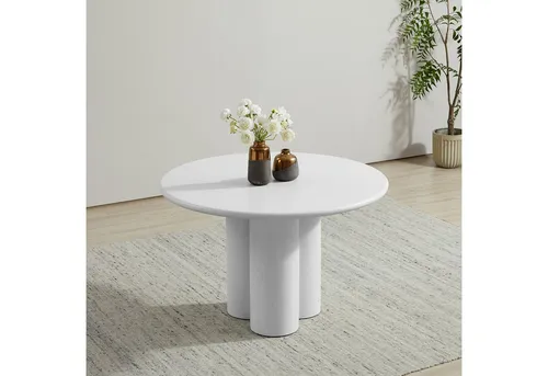 Esstisch OTTO HOME "Josselin" – Weiß, 120 cm Rund - Moderner Esstisch im Industrial Look mit Zement-Optik. FSC®-zertifiziert und pflegeleicht, ideal für stilvolle Essbereiche.