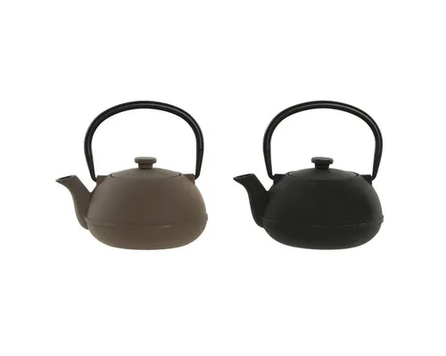 Teekanne Home ESPRIT Schwarz Beige Edelstahl Eisen 300 ml (2 Stück) - Möbelteile, modernes europäisches Design, ideal für stilvolle Teestunden im Familienkreis.