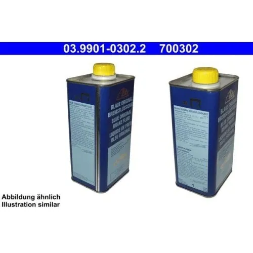 ATE Bremsflüssigkeit DOT 3 blau 03.9901-0302.2 - Hochwertige Bremsflüssigkeit DOT 3 in blauer Farbe, optimiert für hohe Sicherheit und zuverlässige Bremsleistung im Fahrzeug.