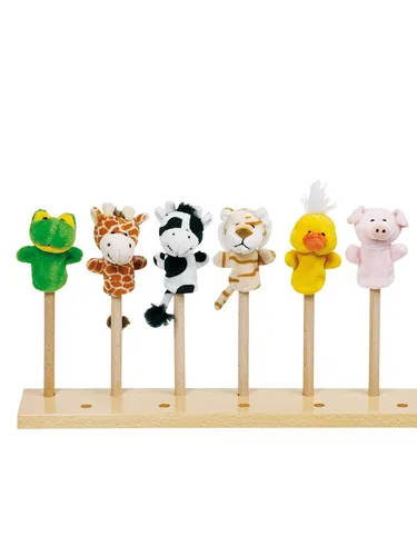Goki Toys PURES 15418 - Fingerpuppen Set, 6 Stück in lebendigen Farben für kreatives Spielvergnügen