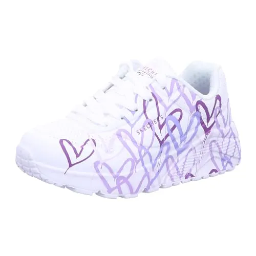 Skechers Kid UNO LITE - Spread The Love Weiß Gr. 29 - Sneaker mit atmungsaktivem Mesh und robustem synthetischem Material, ideal für aktive Kinder und bequem für den ganzen Tag.