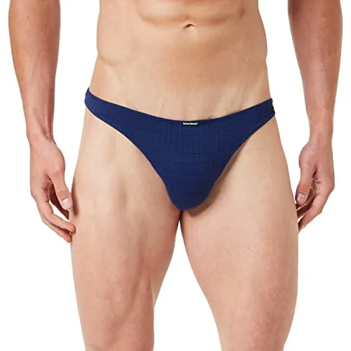 Bruno Banani Herren String Check Line 2.0 Tanga, per Pack Blau (Marine Karo 542), Large (Herstellergröße: L)