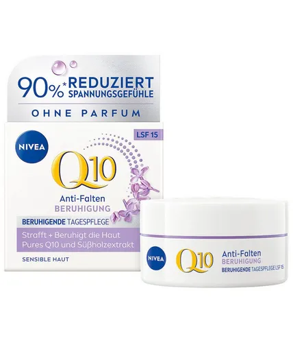 NIVEA Q10 Anti-Falten Gesichtscreme mit LSF 15 - Hautpflegemittel mit beruhigender Wirkung, reduziert Falten sichtbar und schützt die Haut mit Lichtschutzfaktor 15.