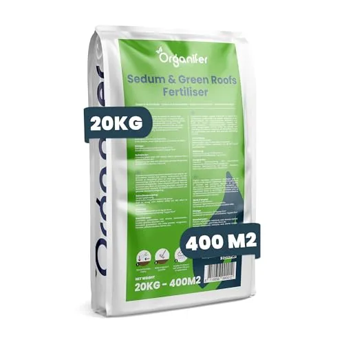 Sedum- & Gründach-Dünger - 20 kg für 400 m² - Organifer - Spezialdünger für Gründächer, fördert das Wachstum von Sedum und anderen Pflanzen. Dank kontrollierter Nährstofffreisetzung ideal für eine nachhaltige und effiziente Düngung, auch in anspruchsvollen Bedingungen.