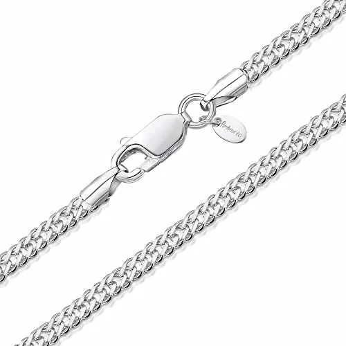 Amberta 925 Sterlingsilber Damen-Halskette - Rhombus Panzerkette - 2 mm Breite - Verschiedene Längen: 40 45 50 55 cm (55cm)