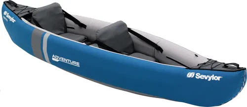 Sevylor Kanu aufblasbar Adventure - 2 Personen Faltkajak - Robustes, aufblasbares Kajak für 2 Erwachsene mit hoher Stabilität und Komfort. Ideal für Abenteuer auf dem Wasser, inklusive Tragetasche und Zubehör.