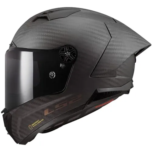 LS2 THUNDER CARBON GP AERO Motorradhelm, Matt Carbon, XS - Motorradhelm aus 9K-Carbon für höchste Schlagfestigkeit und Leichtigkeit. ECE 22-06-zertifiziert, mit sicherem Kinnriemenverschluss und klarem 3D-Polycarbonat-Bildschirm.