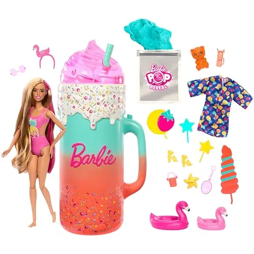 BARBIE Pop Reveal Rise Surprise Geschenkset - über 15 Überraschungen inklusive Barbie-Puppe, fruchtig-frecher Spielspaß für Kinder ab 3 Jahren
