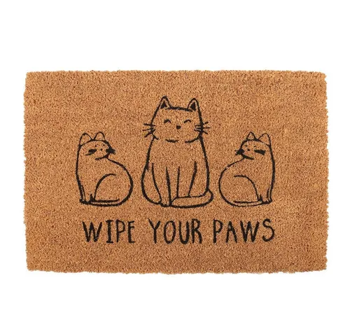 Something Different Fußmatte "Wip Your Paws" für Katzenliebhaber 60x40 - Schöne lila Fußmatte aus robusten Naturkokosfasern mit charmantem Design. Perfekt für Flur oder geschützte Eingänge, schützt vor Schmutz und Matsch. Maße: 60x40 cm, Höhe 1,5 cm.