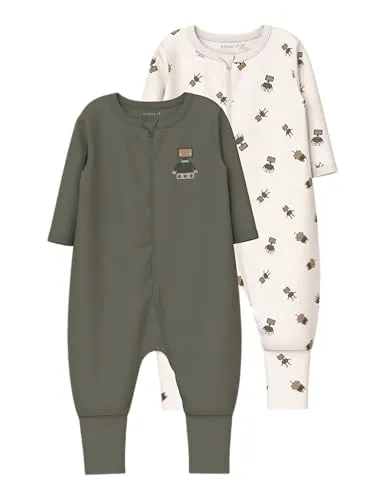 Name IT Herren Nbmnightsuit 2P Zip Ff Robot Noos, Jet Stream, 62 EU - Bequemer Schlafanzug für Babys mit Reißverschluss und langen Ärmeln. Der spezielle Saum sorgt für zusätzliche Wärme und Komfort während der Nacht.