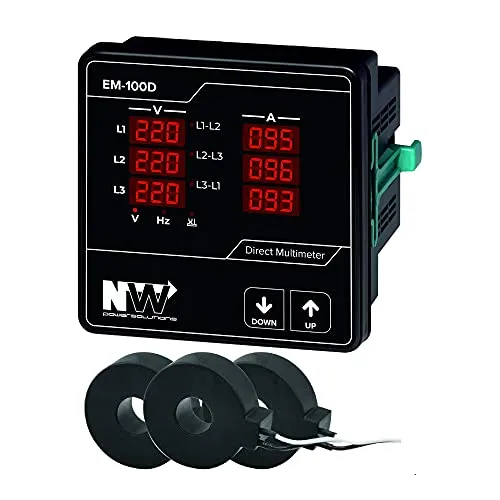 NWP EM-100D NW Einbaumessgerät für Strom - Präzises 3-Phasen-Multimeter zur Messung von Strom, Spannung und Frequenz. Ideal für den professionellen Einsatz in der Veranstaltungsbranche. Einfache Montage und erweiterte Messbereiche für vielseitige Anwendungen.