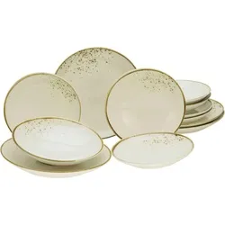 Creatable Tellerset Nature Collection Natural Living - 12-teiliges Geschirrset aus hochwertiger Keramik in Creme und Weiß, ideal für stilvolle Tischdekorationen und besondere Anlässe.