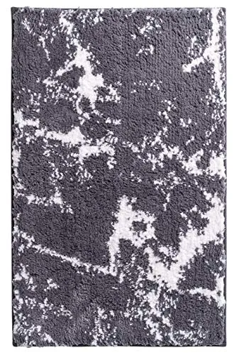 RIDDER Badezimmerteppich Marmor grau 60x90 cm - Badematten & Badteppiche, rutschhemmende Rückseite und hohe Faserdichte für einen komfortablen, sicheren Tritt im Badezimmer.