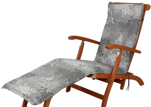 KETTtex Polsterauflage Deckchair Bali 2384 grau - Hochwertige Auflage für Deckchairs, 100% Baumwolle mit verstellbarem Halteband und Bindebändern für optimalen Sitzkomfort. Ideal für entspannte Stunden im Garten!