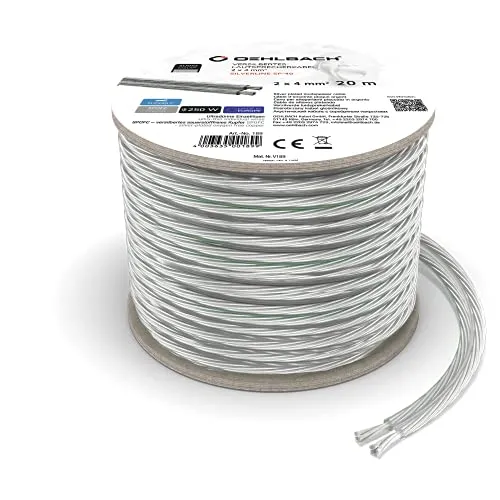 Oehlbach Silverline SP-40 - Hochwertiges Stereo Lautsprecherkabel - HiFi-Kabel mit 2x4 mm² Querschnitt für exzellente Klangqualität. Ideal für leistungsstarke Standlautsprecher, geliefert auf praktischer Mini-Spule.
