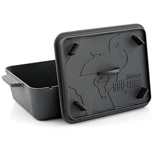 BBQ-Toro Dutch Oven Bräter 5,5 Liter aus Gusseisen - Vielseitiger Dutch Oven Bräter für 4-8 Personen. Ideal zum Kochen, Braten und Backen. Bereits eingebrannt für sofortigen Einsatz – perfekt für Grillen und Camping!