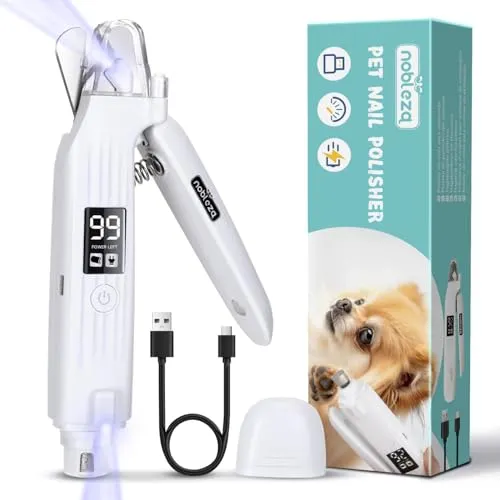 Nobleza krallenschleifer für Hunde und Katzen, Krallenschere 2 in 1 mit 2 LED-Leuchten, Elektrische Krallenschneider mit LED-Anzeige für Haustier, Nagelschere mit Schutzhülle für Mittlere Kleine Hunde