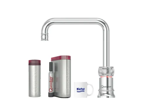 QUOOKER Wassersprudler Quooker Wasserhahn mit PRO3 Heißwasser & CUBE für Sprudelwasser Wasser, (4-tlg), mit BieTal Trinktasse