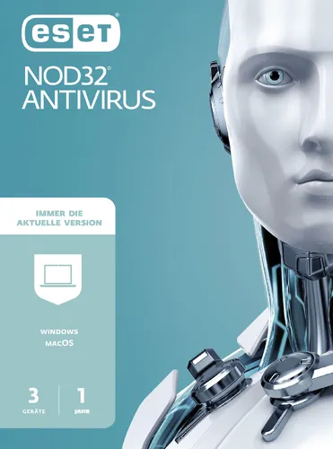 ESET NOD32 Antivirus 2025 - 3-Geräte Lizenz für 1 Jahr - Sichere Antivirus-Lösung für bis zu 3 Geräte mit Download-Option, ideal für Windows und MAC, schützt effektiv vor Bedrohungen und bietet Internet-Sicherheit.