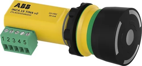 ABB Maschinen-Stopp-Taster INCA 1S Tina v2 - Robuster Maschinen-Stopp-Taster für den Einbau im Bedienfeld, IP67/IP69K Schutzart, ideal für industrielle Anwendungen. Zuverlässige Sicherheitstechnik von ABB.