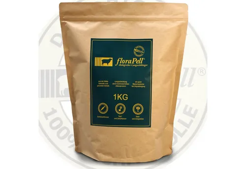Landshop24 Langzeitdünger floraPell® ökologischer Pflanzendünger 1kg Beutel, Pellets, Wasserspeicher Langzeitwirkung gut dosierbar
