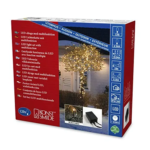 KONSTSMIDE LED-Lichterkette Weihnachtsdeko aussen, 120-flammig - Weihnachtsbeleuchtung für den Außenbereich, 120 bernsteinfarbene Micro LEDs, 29,04 m Gesamtlänge, ideal für festliche Dekoration und stimmungsvolles Licht.