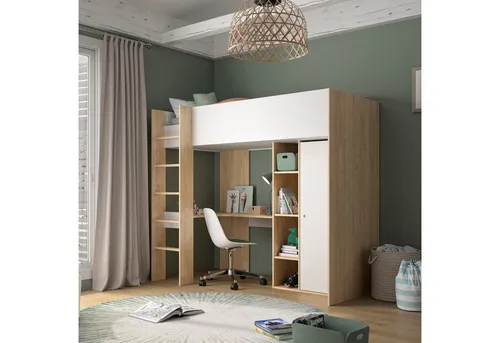 Gami Hochbett MATIS - Platzsparend und funktional - Das Hochbett »MATIS« von Gami bietet mit 4 offenen Fächern viel Stauraum und eine maximale Belastbarkeit von 190 kg. Aus hochwertigem Kiefernholz gefertigt, sorgt es für ein gemütliches Ambiente in deinem Raum.