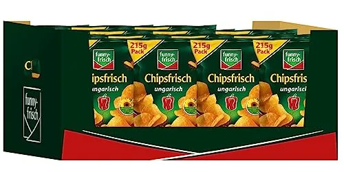funny-frisch Chipsfrisch ungarisch, 15er Pack (15 x 215 g) - Chips, extra knusprig und mit dem einzigartigen Geschmack ungarischer Paprika. Glutenfrei und ohne künstliche Zusatzstoffe, perfekt zum Teilen!